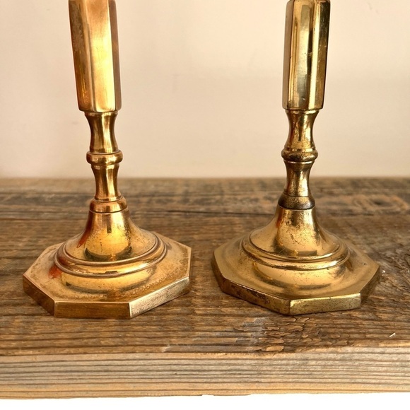 Solid brass candlesticks set of 2 - Picture 2 of 6